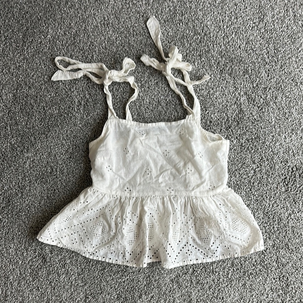 White Eyelet Peplum Top